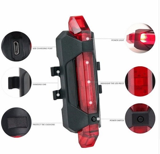 New Portable LED USB Rechargeable Cycling Light Bike Bicycle Tail Rear Safety Warning Light