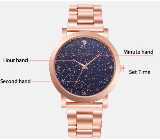 Women Dress Watches Rose Gold Stainless Steel  Wristwatch Quartz Clock  Luxury Watches