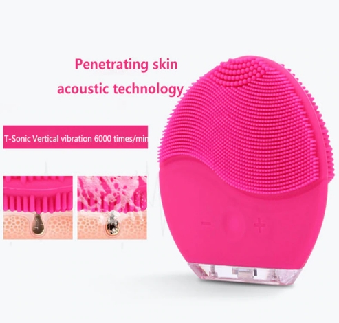 Electric Silicone Facial Cleansing Brush Sonic Vibration USB Rechargeable Ultrasonic Face Cleaner