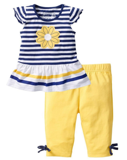 Kids Girls Daisy Flower Stripe Shirt Top Bow Pant Set Clothing costume for boy tracksuit