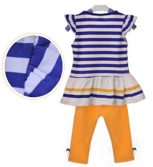 Kids Girls Daisy Flower Stripe Shirt Top Bow Pant Set Clothing costume for boy tracksuit
