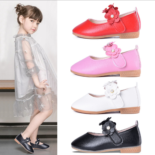 White Pink Kids Toddler Flower Children Girls Wedding Party Dress Princess Leather Shoes