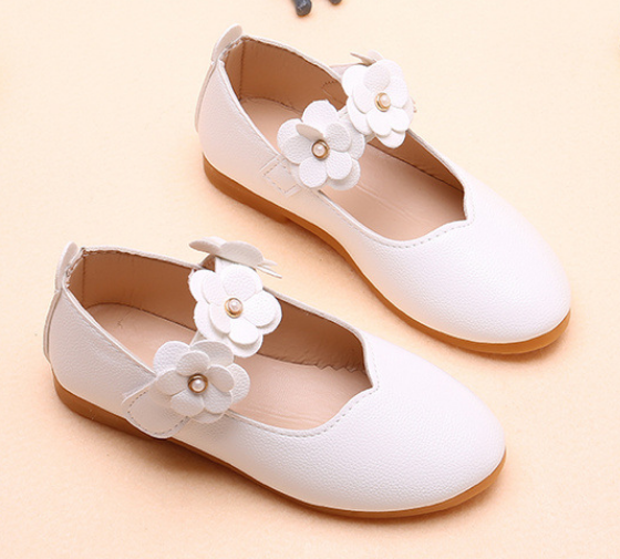 White Pink Kids Toddler Flower Children Girls Wedding Party Dress Princess Leather Shoes