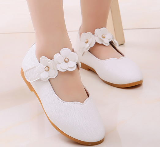 White Pink Kids Toddler Flower Children Girls Wedding Party Dress Princess Leather Shoes