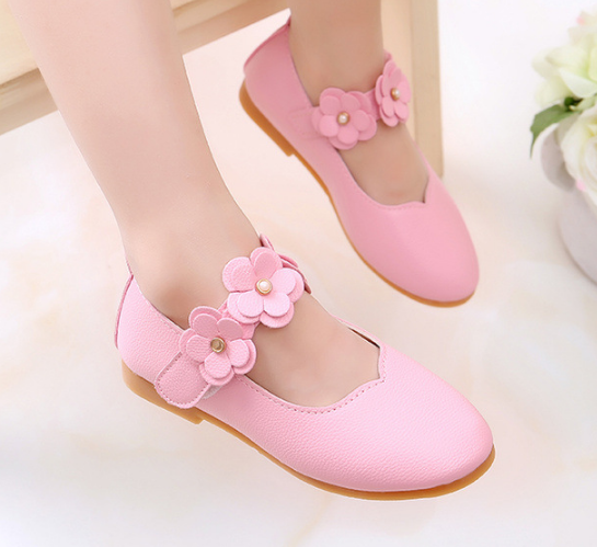 White Pink Kids Toddler Flower Children Girls Wedding Party Dress Princess Leather Shoes