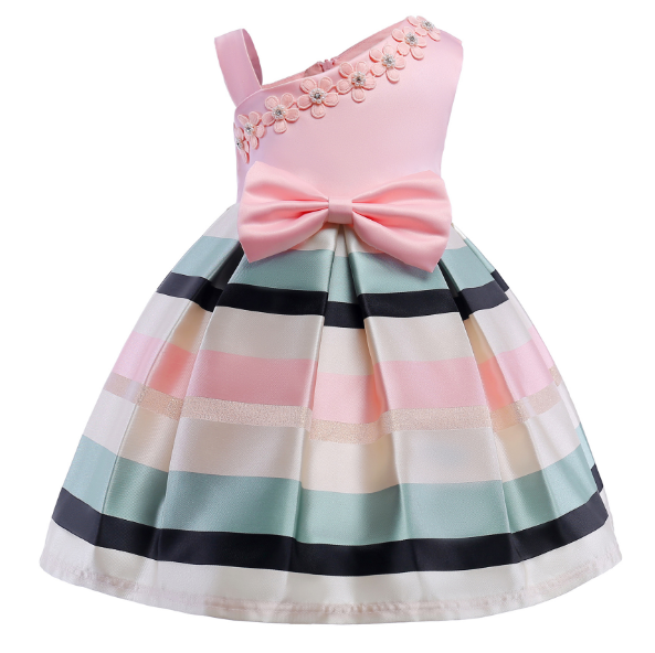 Hot Sale Girls Dresses Pearl Flower Girl Skirt Single Shoulder Strap Dresses Dress Children's Wear