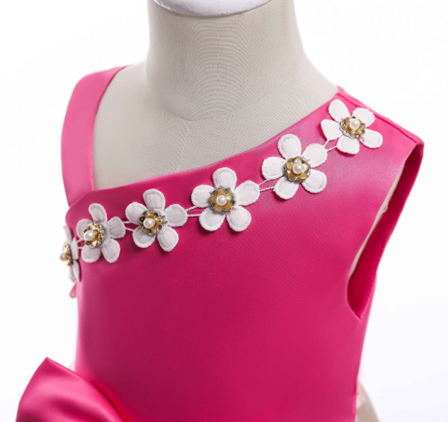 Hot Sale Girls Dresses Pearl Flower Girl Skirt Single Shoulder Strap Dresses Dress Children's Wear