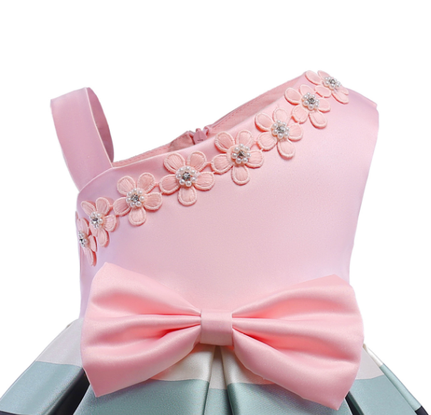 Hot Sale Girls Dresses Pearl Flower Girl Skirt Single Shoulder Strap Dresses Dress Children's Wear