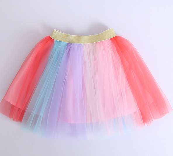 New Children Skirt Girls Color Skirt Mesh Puff Princess Dresses Unicorn Suit