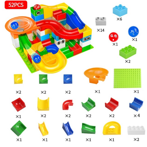 52-208Pcs Marble Race Run Maze Balls Track Building Blocks Funnel Slide Big Building Brick