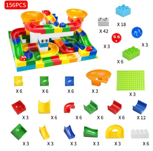 52-208Pcs Marble Race Run Maze Balls Track Building Blocks Funnel Slide Big Building Brick