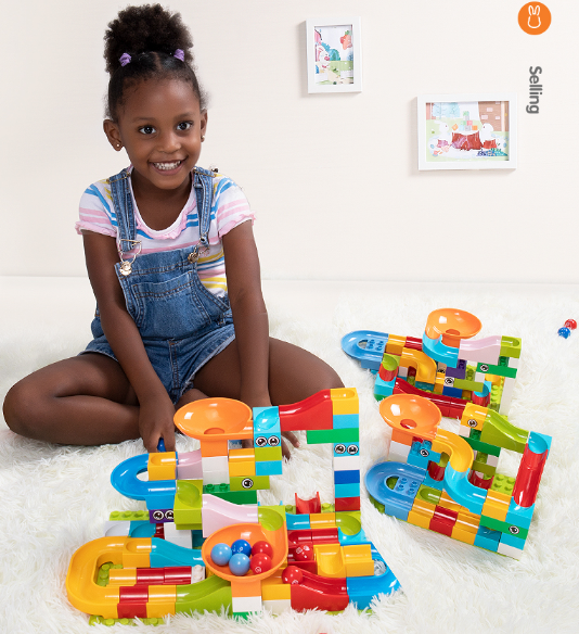 52-208Pcs Marble Race Run Maze Balls Track Building Blocks Funnel Slide Big Building Brick