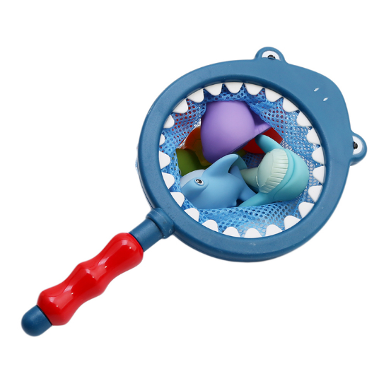 7PCS Fishing Toys Network Bag Pick Up Kids Toy Swimming Paly Water Bath Doll Water Spray Bath Toys