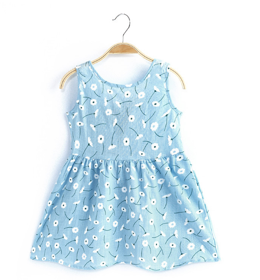 Kids Girl Sleeveless Dress Girls Flower Dresses Children Clothes Baby Cotton Princess Dress Outfits