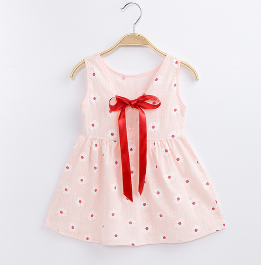 Kids Girl Sleeveless Dress Girls Flower Dresses Children Clothes Baby Cotton Princess Dress Outfits