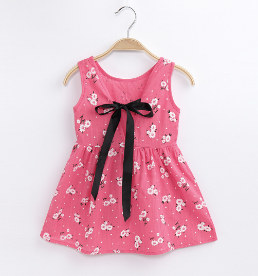 Kids Girl Sleeveless Dress Girls Flower Dresses Children Clothes Baby Cotton Princess Dress Outfits