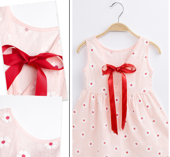 Kids Girl Sleeveless Dress Girls Flower Dresses Children Clothes Baby Cotton Princess Dress Outfits