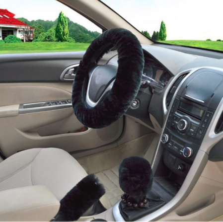 Cool Non-slip Car Decoration Steering Wheel Handbrake Gear Shift Plush Cover