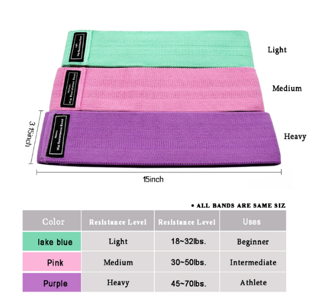 3 PCS Fabric Booty Resistance Bands Hip Circle Exercise Cotton Thigh Butt Squat Fitness Rubber Band Elastic Workout Equipment Sports Fitness Exercise Bands