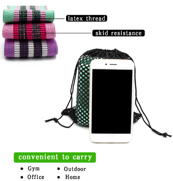 3 PCS Fabric Booty Resistance Bands Hip Circle Exercise Cotton Thigh Butt Squat Fitness Rubber Band Elastic Workout Equipment Sports Fitness Exercise Bands