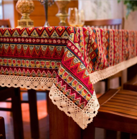 Quality Dining Tablecloth Color Soft Cotton Stripe Multi Sizes Lacy Home Kitchen Banquet Table Cover