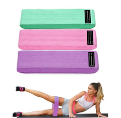 3 PCS Fabric Booty Resistance Bands Hip Circle Exercise Cotton Thigh Butt Squat Fitness Rubber Band Elastic Workout Equipment Green + pink + purple Three bags + net bag + manual