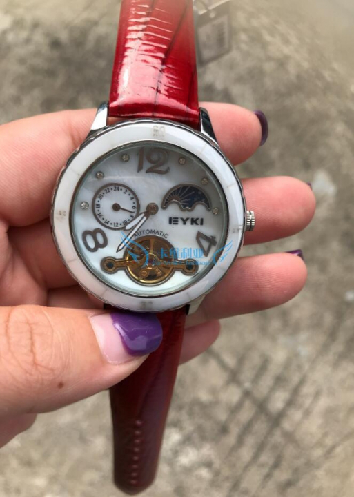 Women Watches Ladies Tourbillon hollowed Leather Pearl exaggerated pearls crystal automatic date quartz skeleton watch with leather straps Wirst women Watches blue middle watches lady design elegance