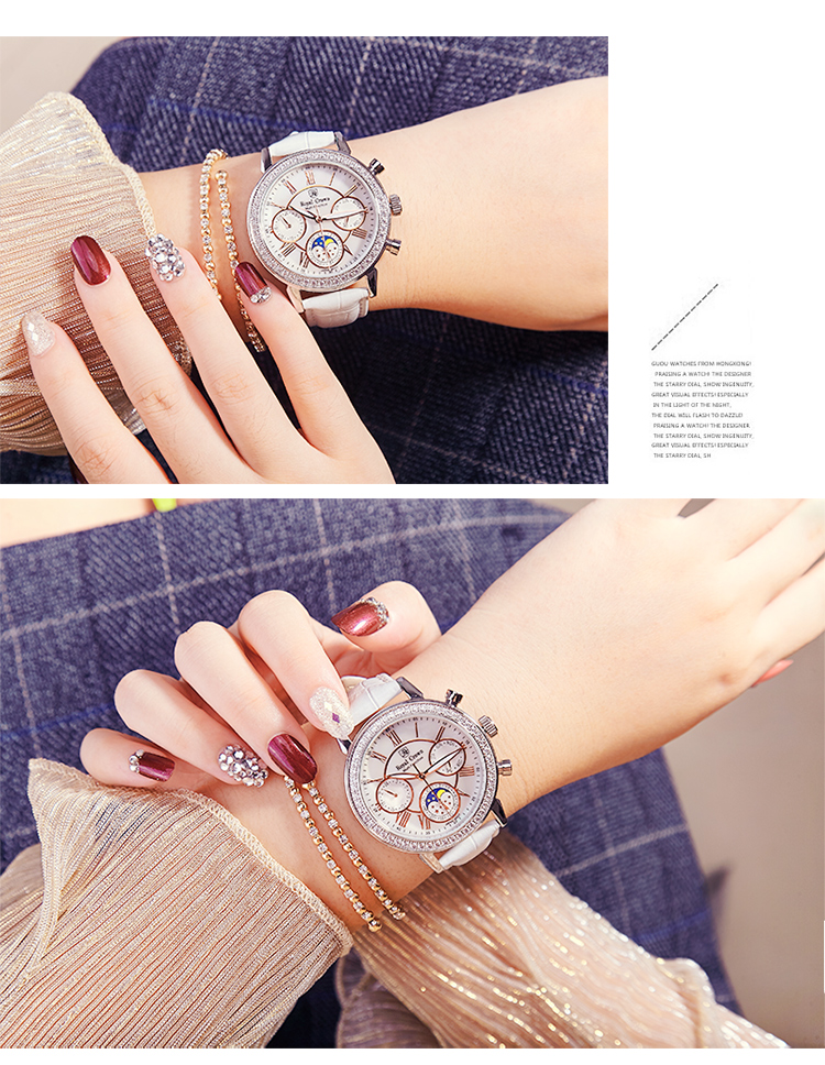 RoyalCrown quartz watches luxury Ladies Leather Straps Rhinestone Watches Women Classcal stainless Waterproof Calendar Fashion Luxurious Business Office Lady birthday gift watch elegant jewelry formal