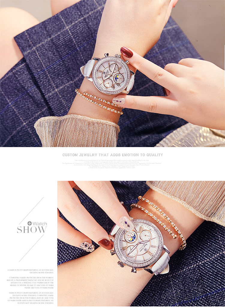 RoyalCrown quartz watches luxury Ladies Leather Straps Rhinestone Watches Women Classcal stainless Waterproof Calendar Fashion Luxurious Business Office Lady birthday gift watch elegant jewelry formal
