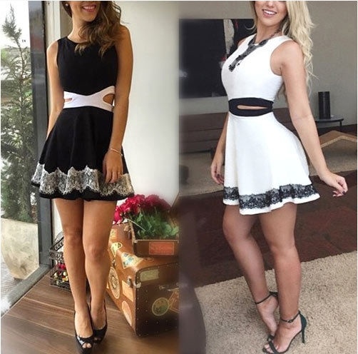 Women's Summer Sleeveless Skinny Lace Halter Sexy Mini New Fashion Dress 2018