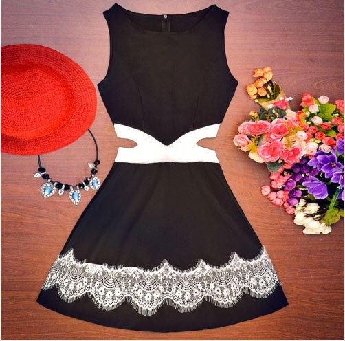 Women's Summer Sleeveless Skinny Lace Halter Sexy Mini New Fashion Dress 2018