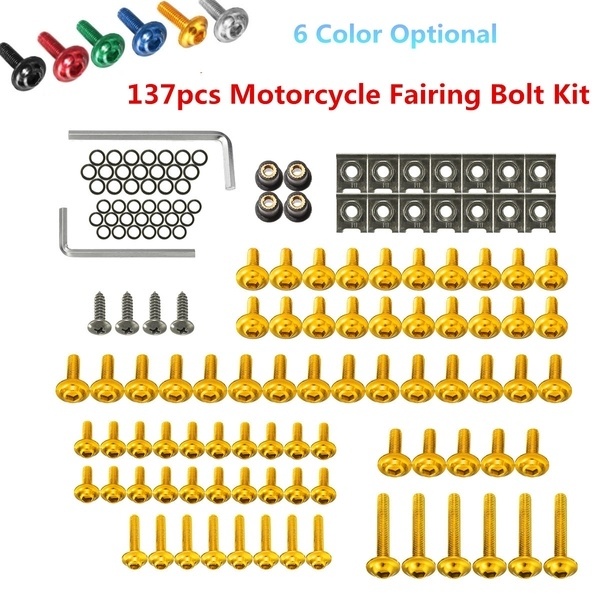 137pcs Motorcycle Aluminum Fairing Bolt Kit Fastener Clip Screw Washers Fits Most Of Sportbikes