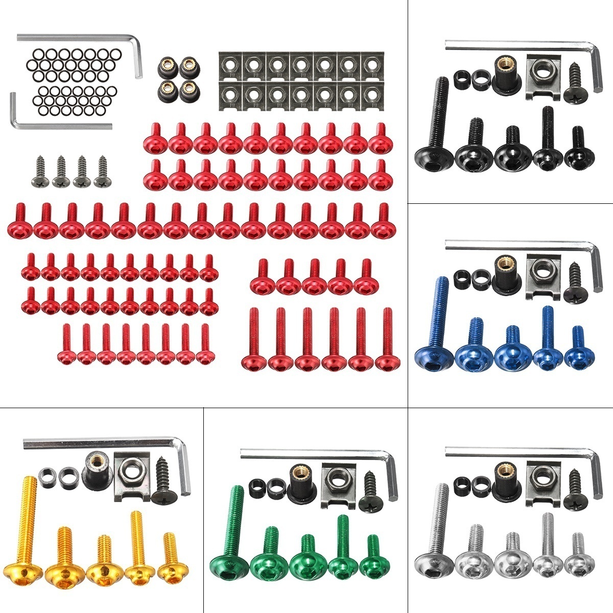 137pcs Motorcycle Aluminum Fairing Bolt Kit Fastener Clip Screw Washers Fits Most Of Sportbikes