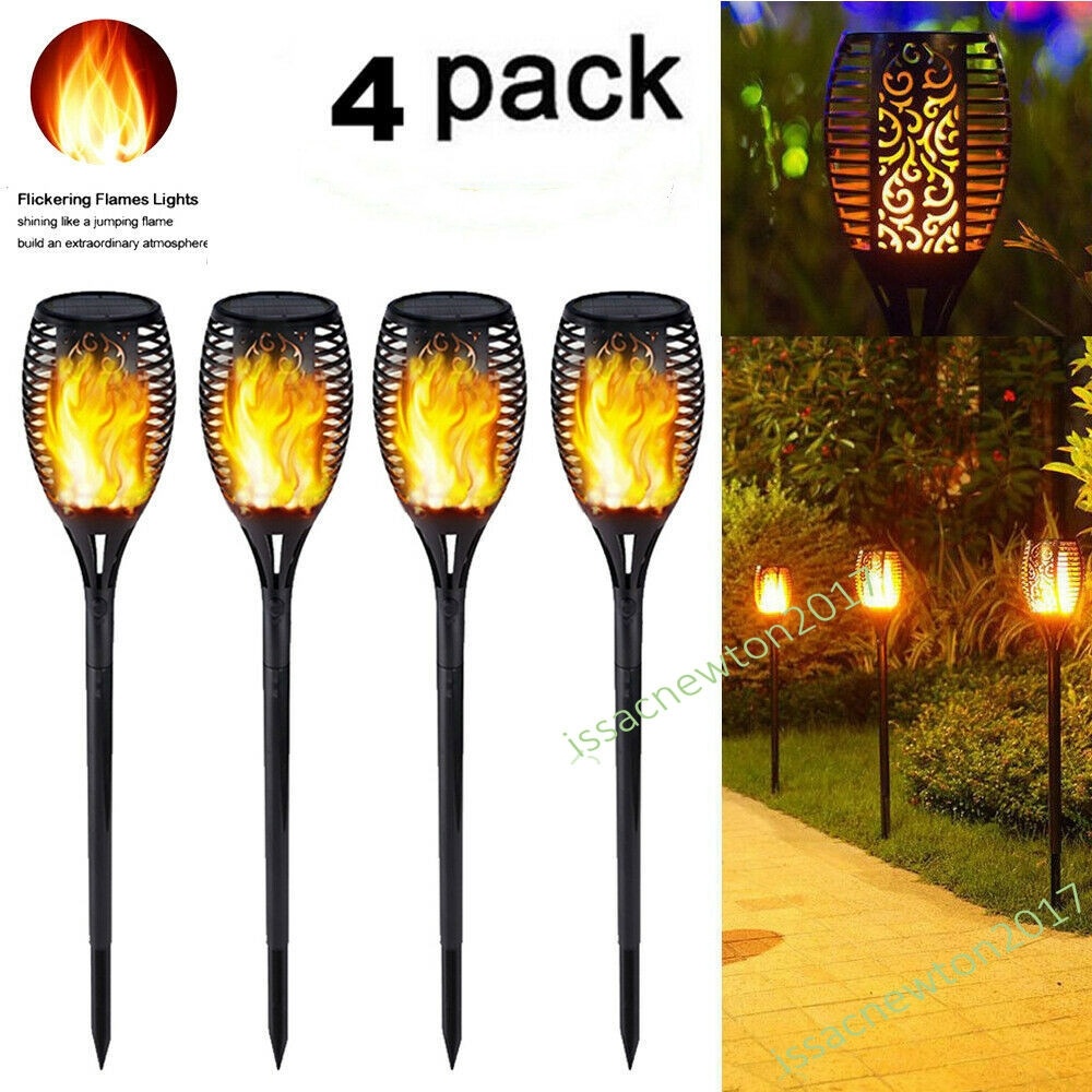 1-4X 33LED Solar Power Torch Light Flickering Flame Garden Waterproof Yard Lamp