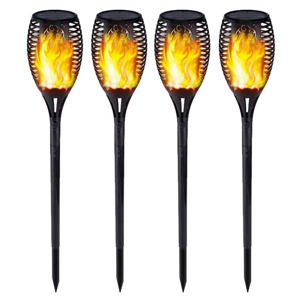 1-4X 33LED Solar Power Torch Light Flickering Flame Garden Waterproof Yard Lamp