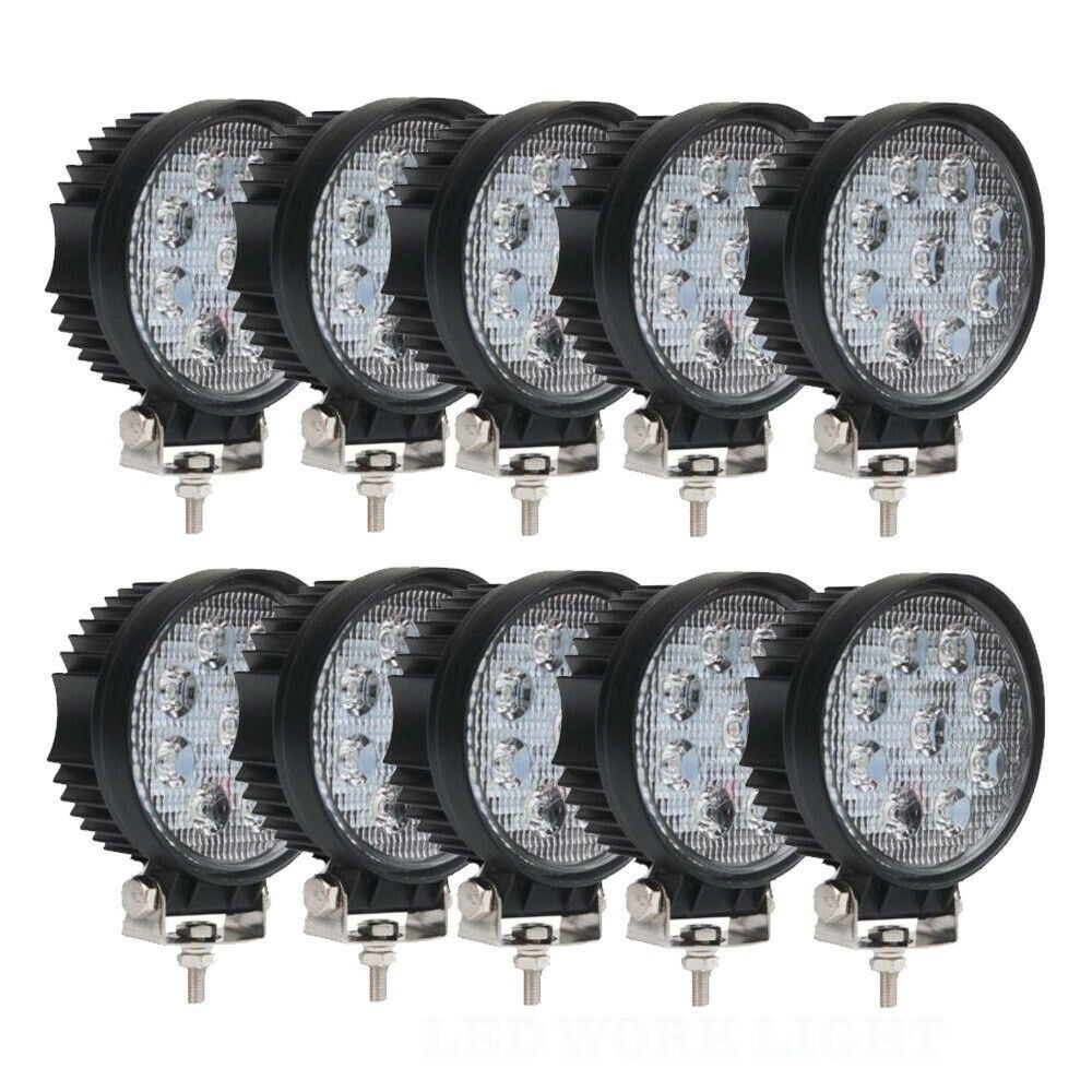 2/5/10Pcs 4inch 27w FLOOD LED Work Light Fog Headlight Offroad Forklift Truck ATV