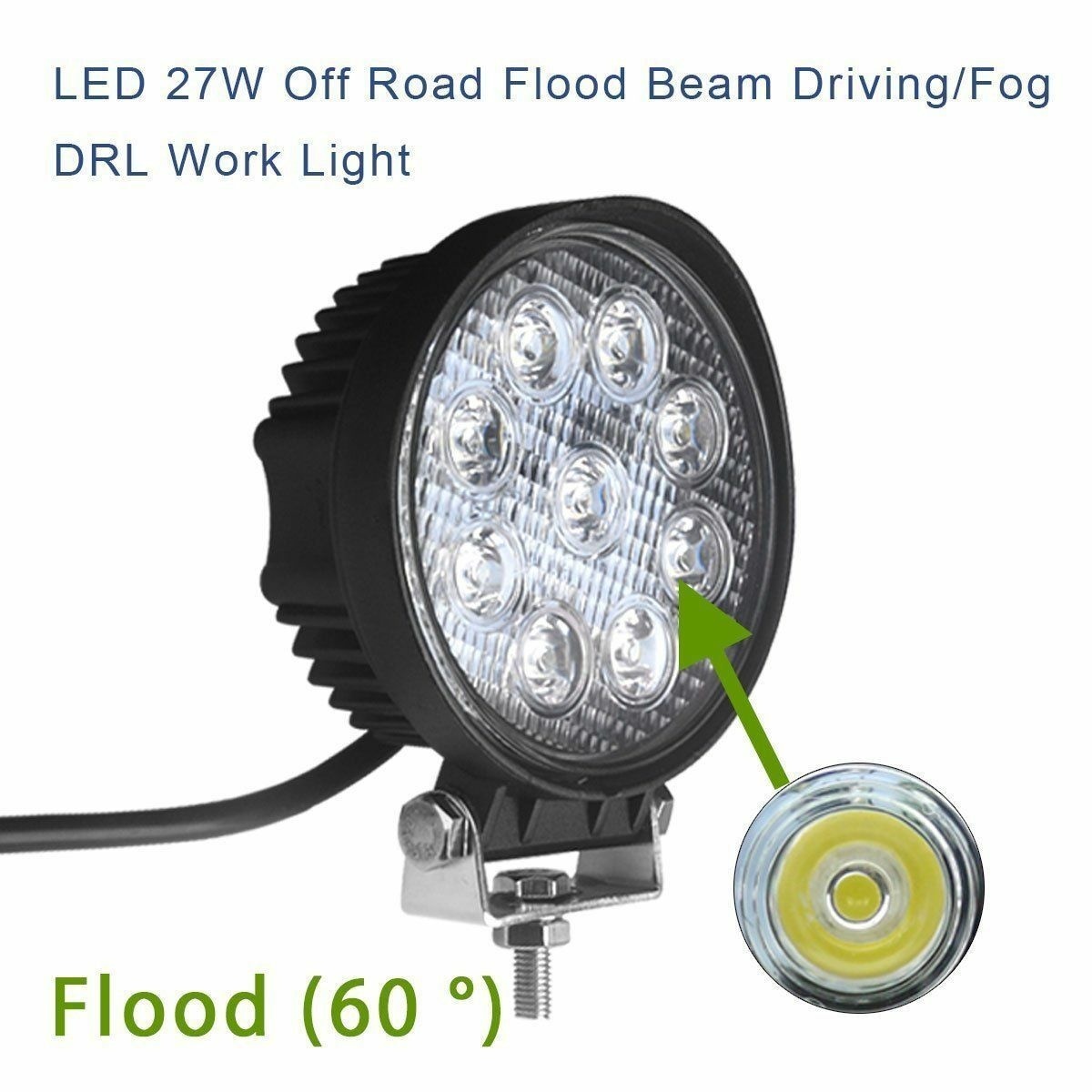 2/5/10Pcs 4inch 27w FLOOD LED Work Light Fog Headlight Offroad Forklift Truck ATV