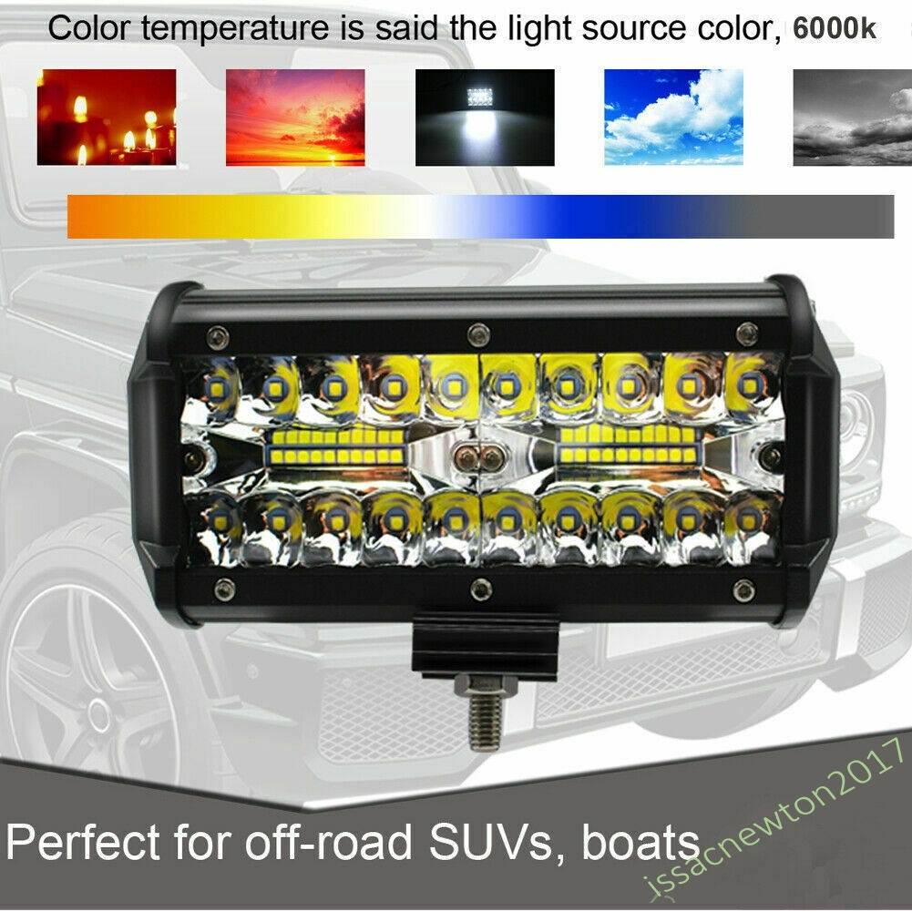2x 400W 7&amp;#39;&amp;#39;Car LED Work Light Bar Spot Flood Beams Combo For Off-road SUV Truck