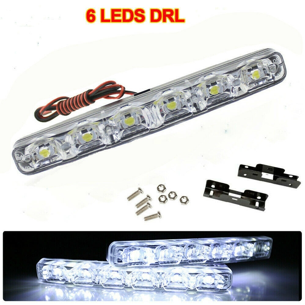 2Pcs Universal 12V 6 LED Car Daytime Running Light DRL Fog Lamp Day Lights Daylight