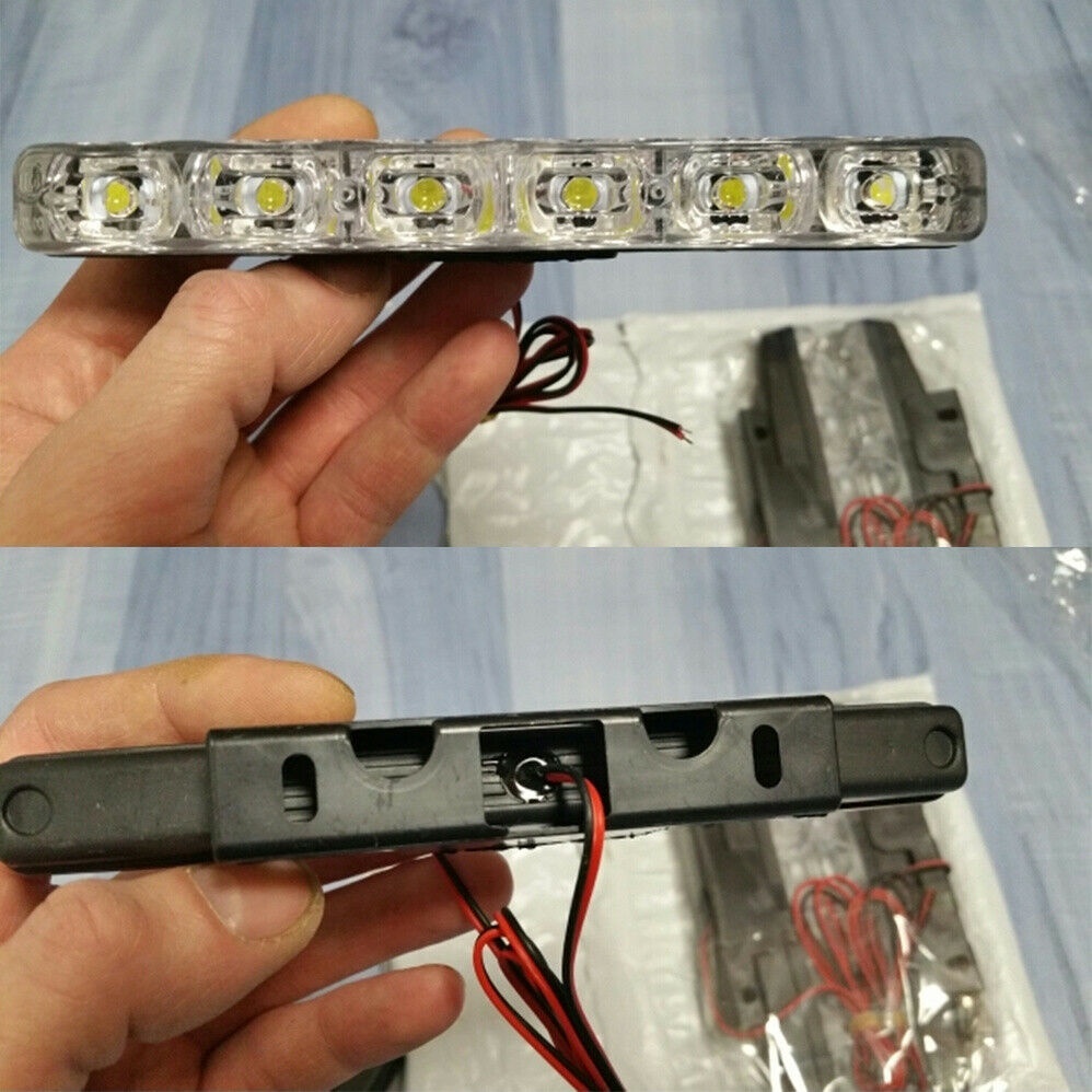 2Pcs Universal 12V 6 LED Car Daytime Running Light DRL Fog Lamp Day Lights Daylight