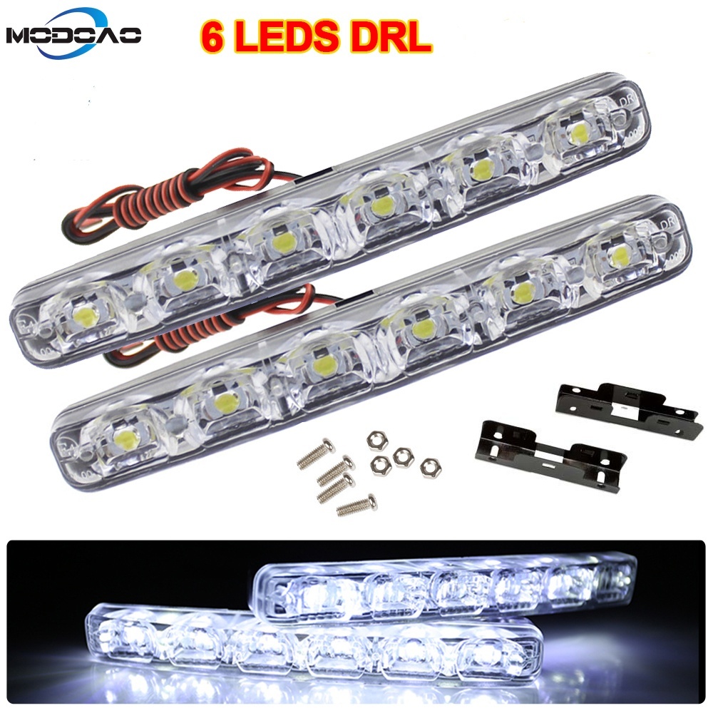 2Pcs Universal 12V 6 LED Car Daytime Running Light DRL Fog Lamp Day Lights Daylight
