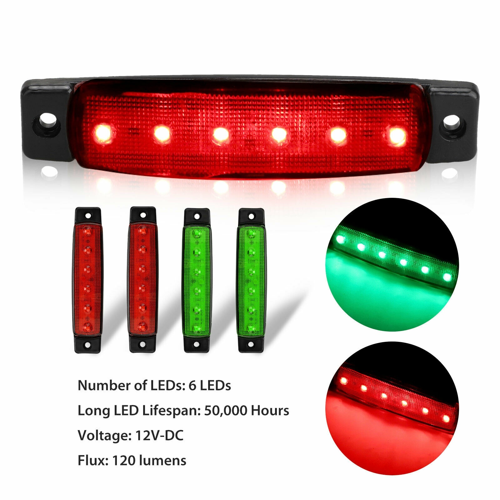 4Pcs Red Green Boat Navigation LED Lights Stern Lights Boats Starboard Light 12V
