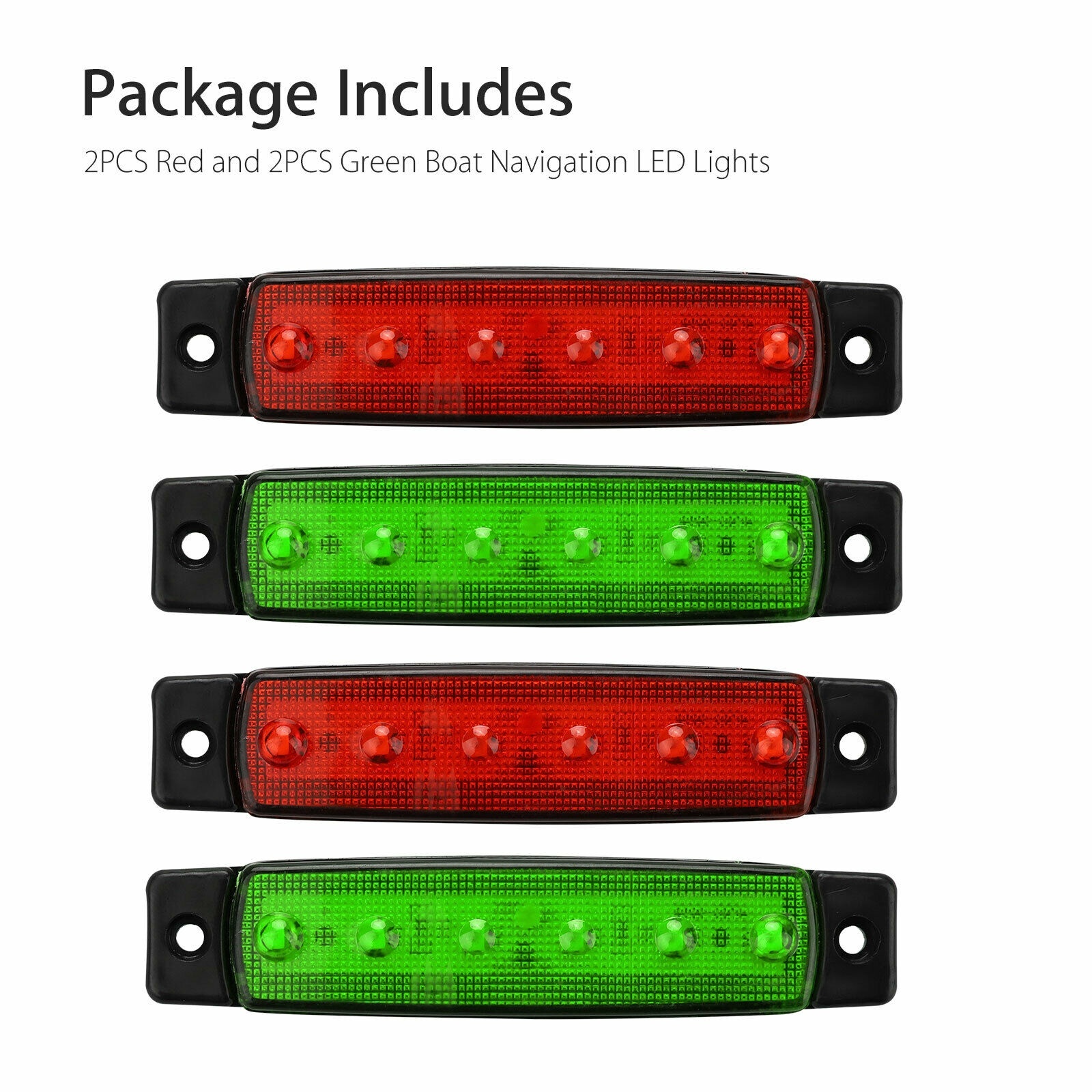 4Pcs Red Green Boat Navigation LED Lights Stern Lights Boats Starboard Light 12V