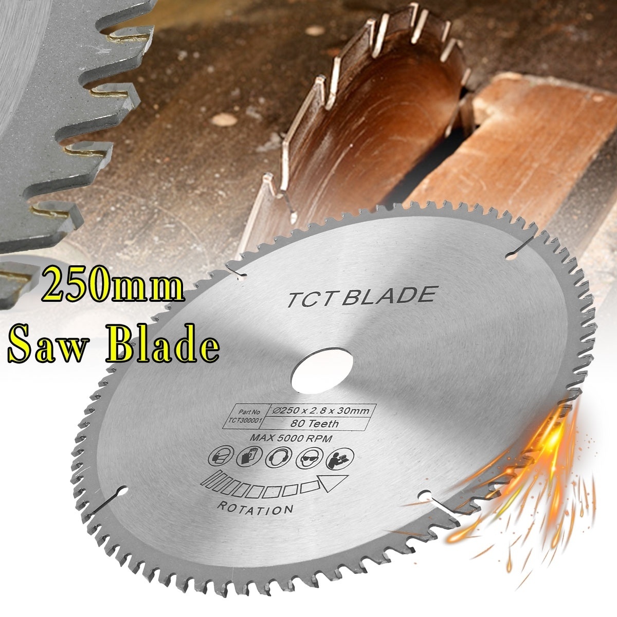 Silver 250mm x 80T High-speed TCT Circular Saw Blade 30mm Bore For 255mm Saws