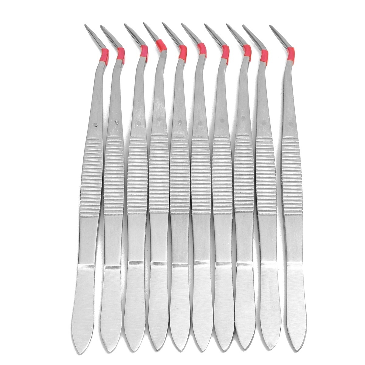 10Pc 6&apos;&apos; Stainless Steel Splinter Dental Tweezers Surgical Lab Instruments Dentistry Tool