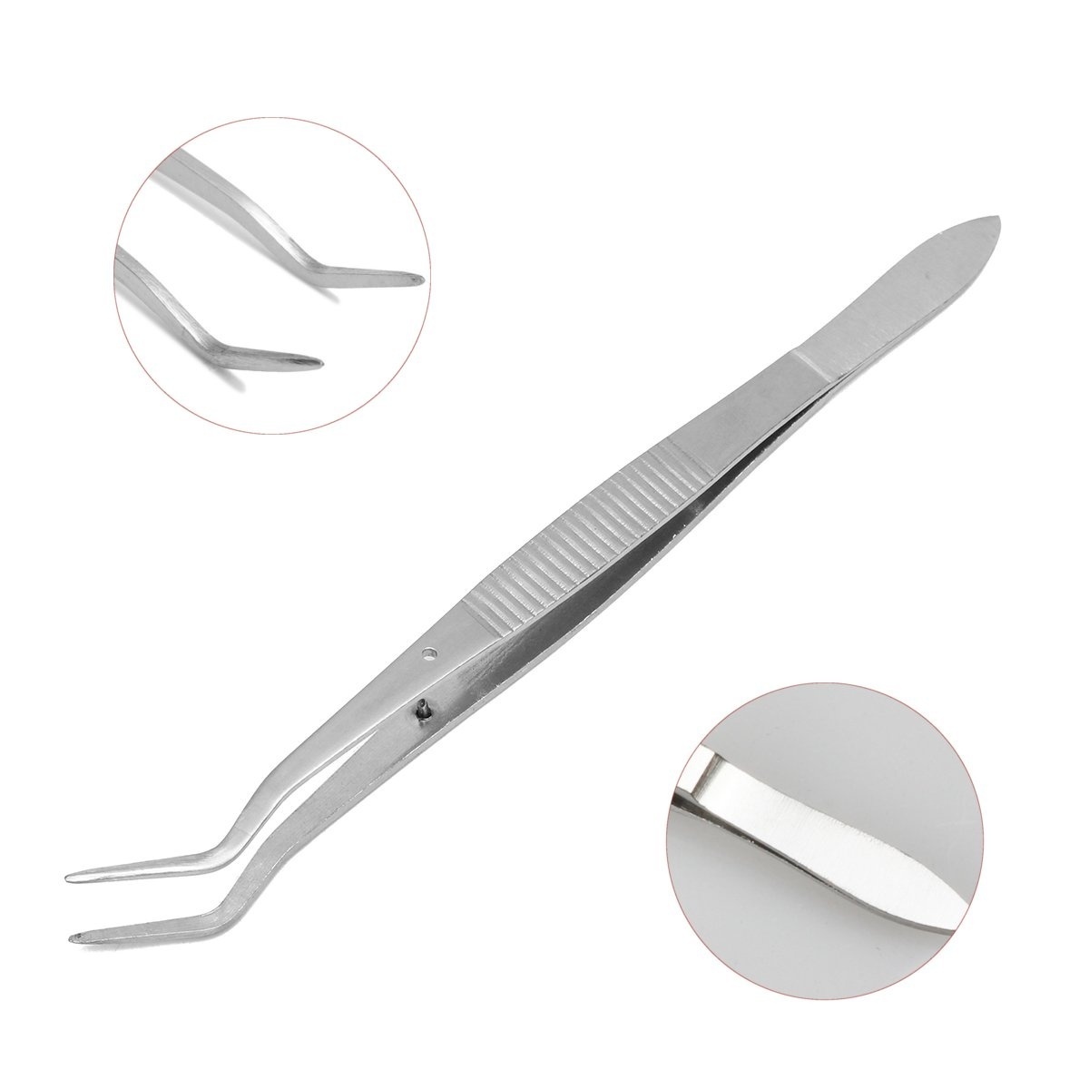 10Pc 6&apos;&apos; Stainless Steel Splinter Dental Tweezers Surgical Lab Instruments Dentistry Tool