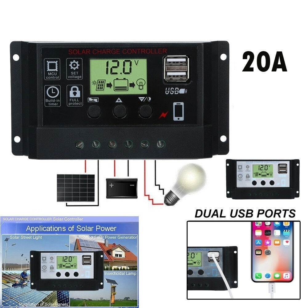 200W Solar Panel System 2Pcs 100W Flexible Solar Panels 20A Solar Controller Connector