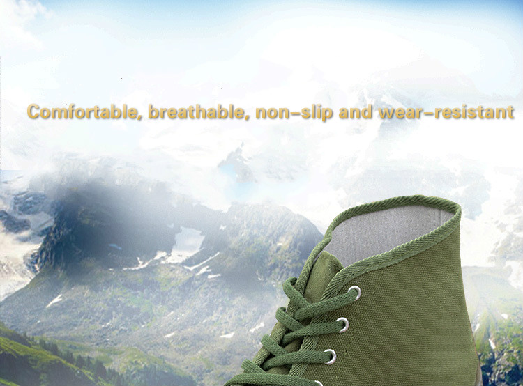 High Top Yellow Ball Shoes Flat Sole Release Shoes Army Green Canvas Shoes Labor Shoes