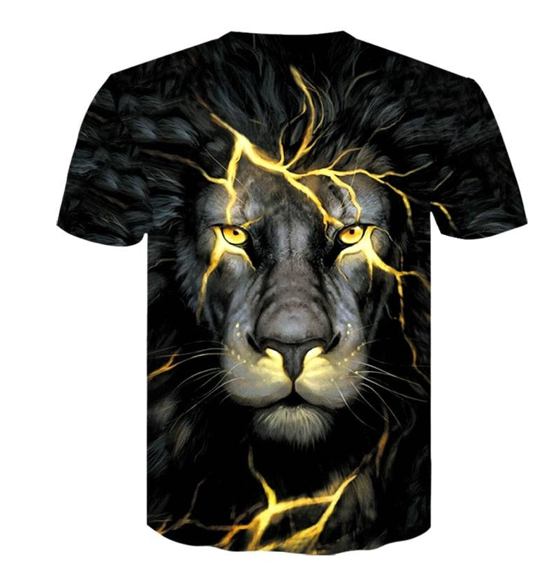 NEW ARRIVAL New Fashion Women Men 3D T-shirt Lion Head Funny Print T-shirt Tops Short Sleeve Tee