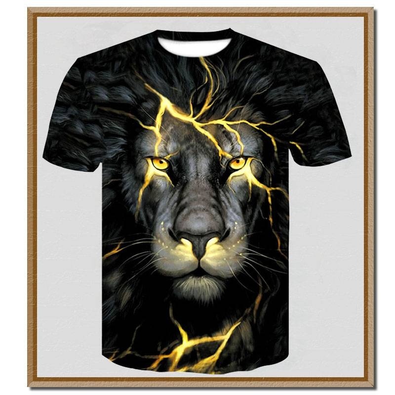 NEW ARRIVAL New Fashion Women Men 3D T-shirt Lion Head Funny Print T-shirt Tops Short Sleeve Tee